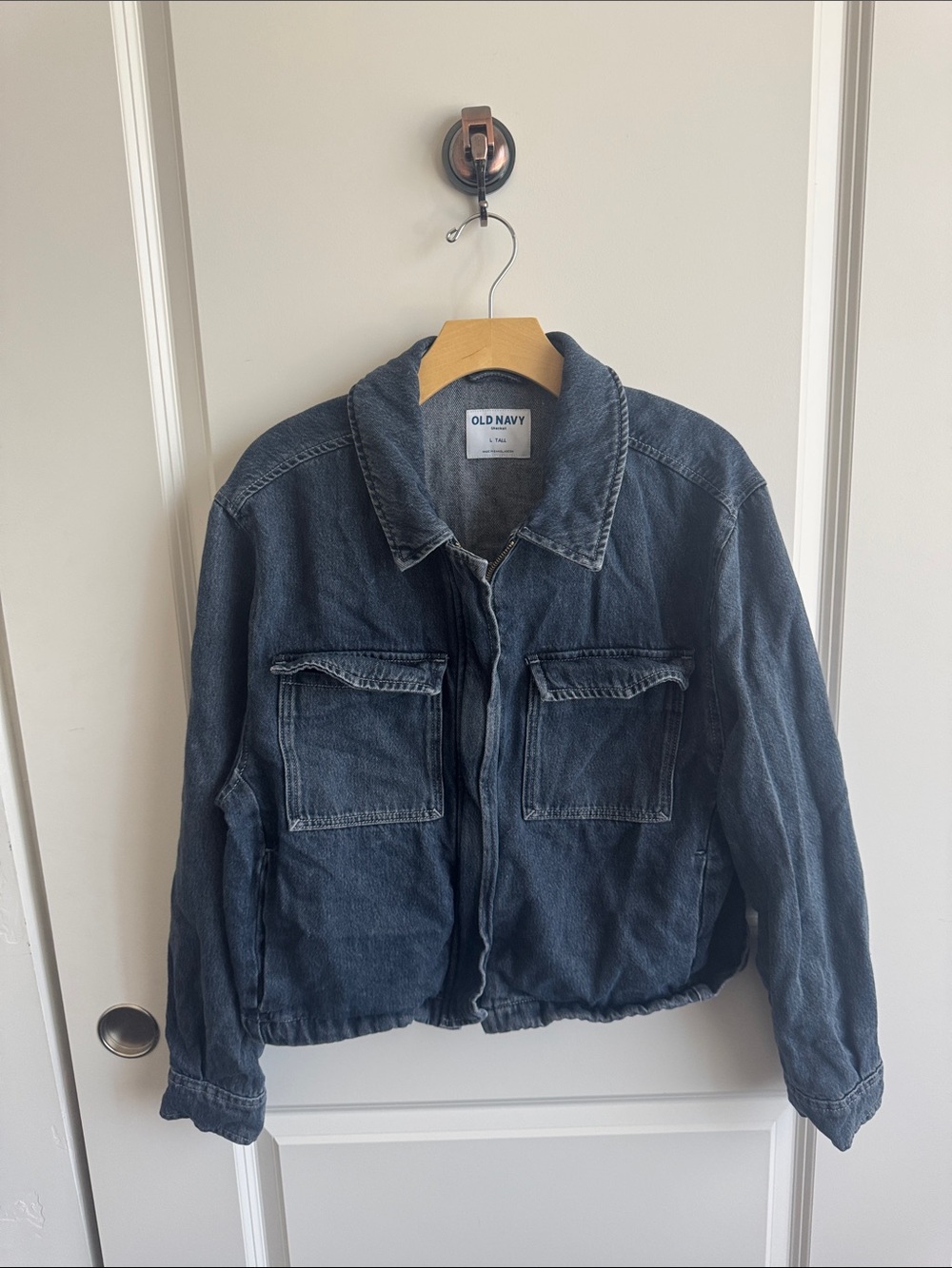 Old Navy Dark Blue Women's Zip-Front Jean Jacket